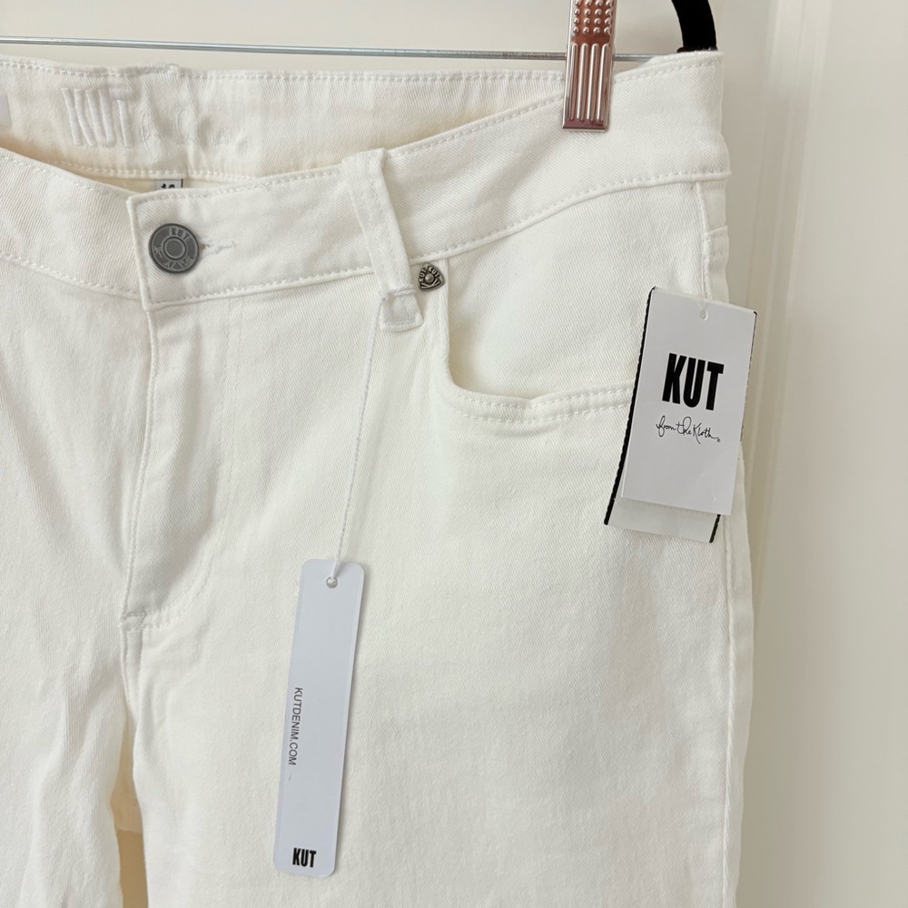Kut from the Kloth White Raw Hem Flared Jeans 14 NWT - Picture 5 of 7
